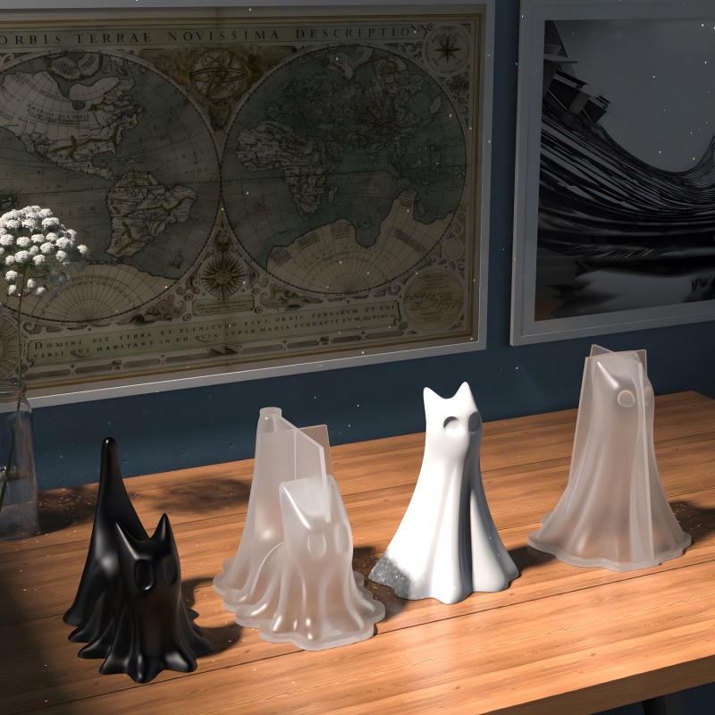 Ghost Cat Halloween Desktop Or - Candle Making Ideas 评论和价格