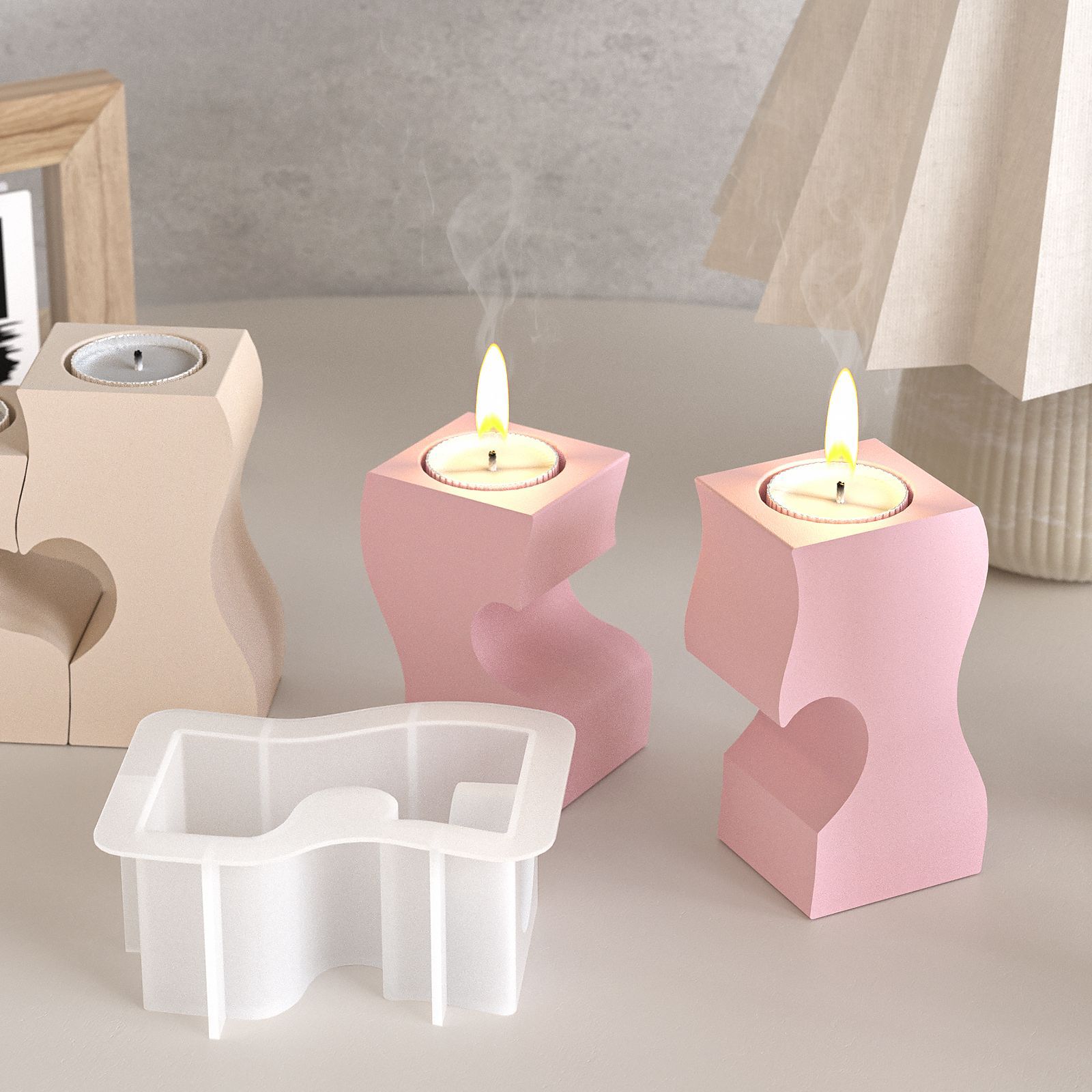 S Heart Candlestick Silicone M - Candle Making Accessories 评论和价格