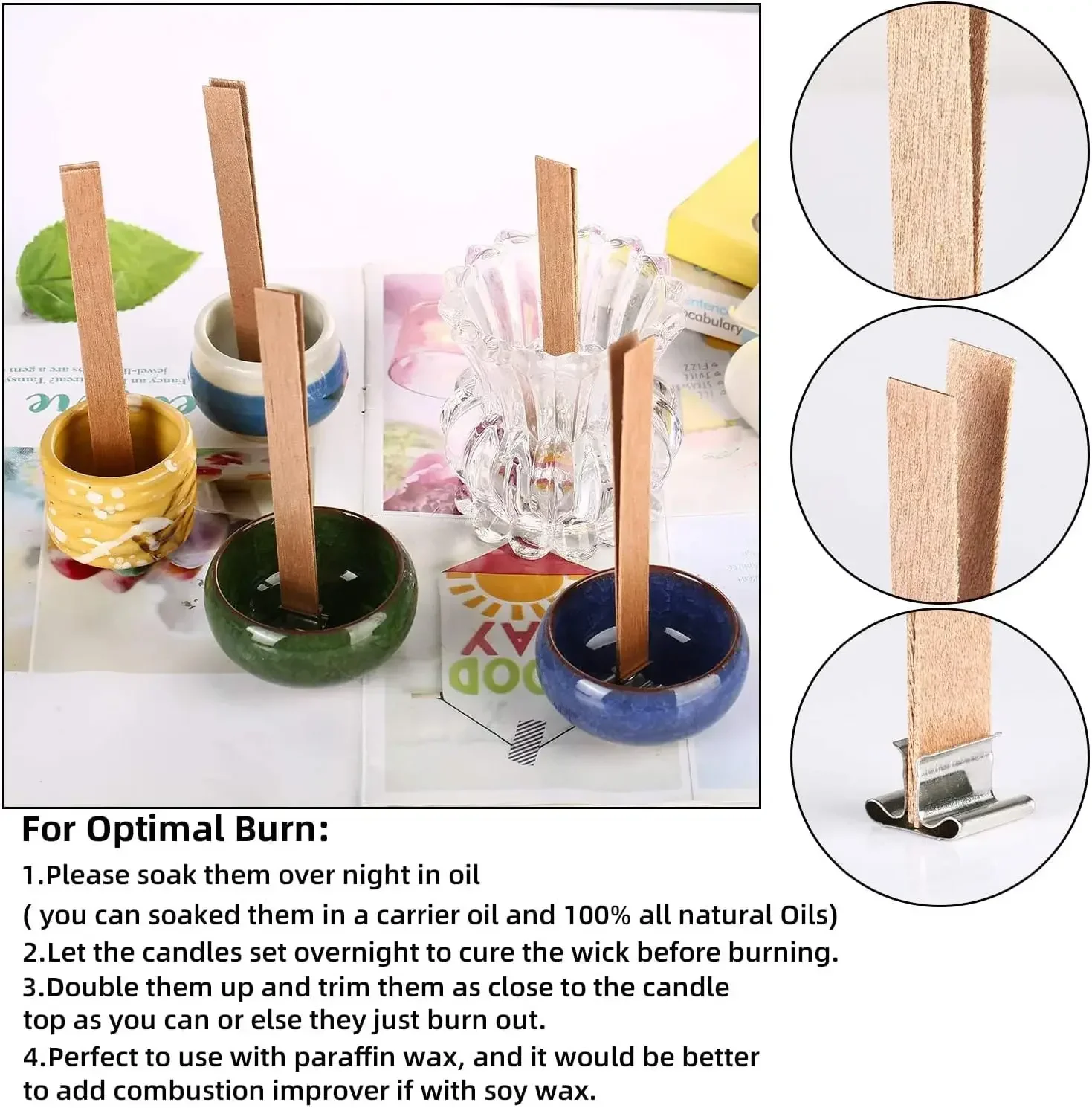 1-5Bags Natural Wood Wicks for - Wood Wick Crackle 评论和价格
